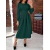 Women Puff Sleeve Party Elegant Calf Length Casual Midi Dresses