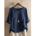 Flower Butterfly Print Round Neck Long Sleeve Button T  shirts For Women
